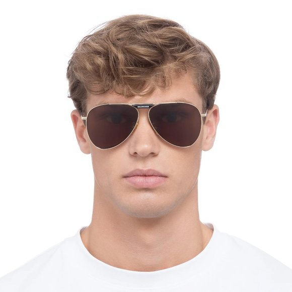 Balenciaga BB0244S 003 Sunglasses Gold Brown Pilot Unisex BB 0244S - Picture 5 of 14
